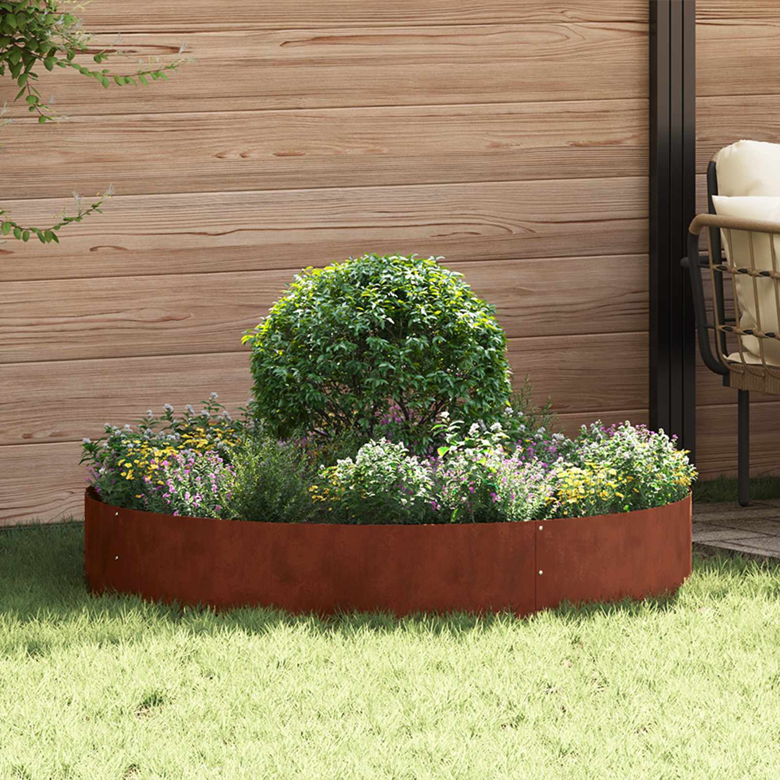 Pflanzenring 5 Stk. Rostig 120 x 120 x 20 cm Wetterfeststahl