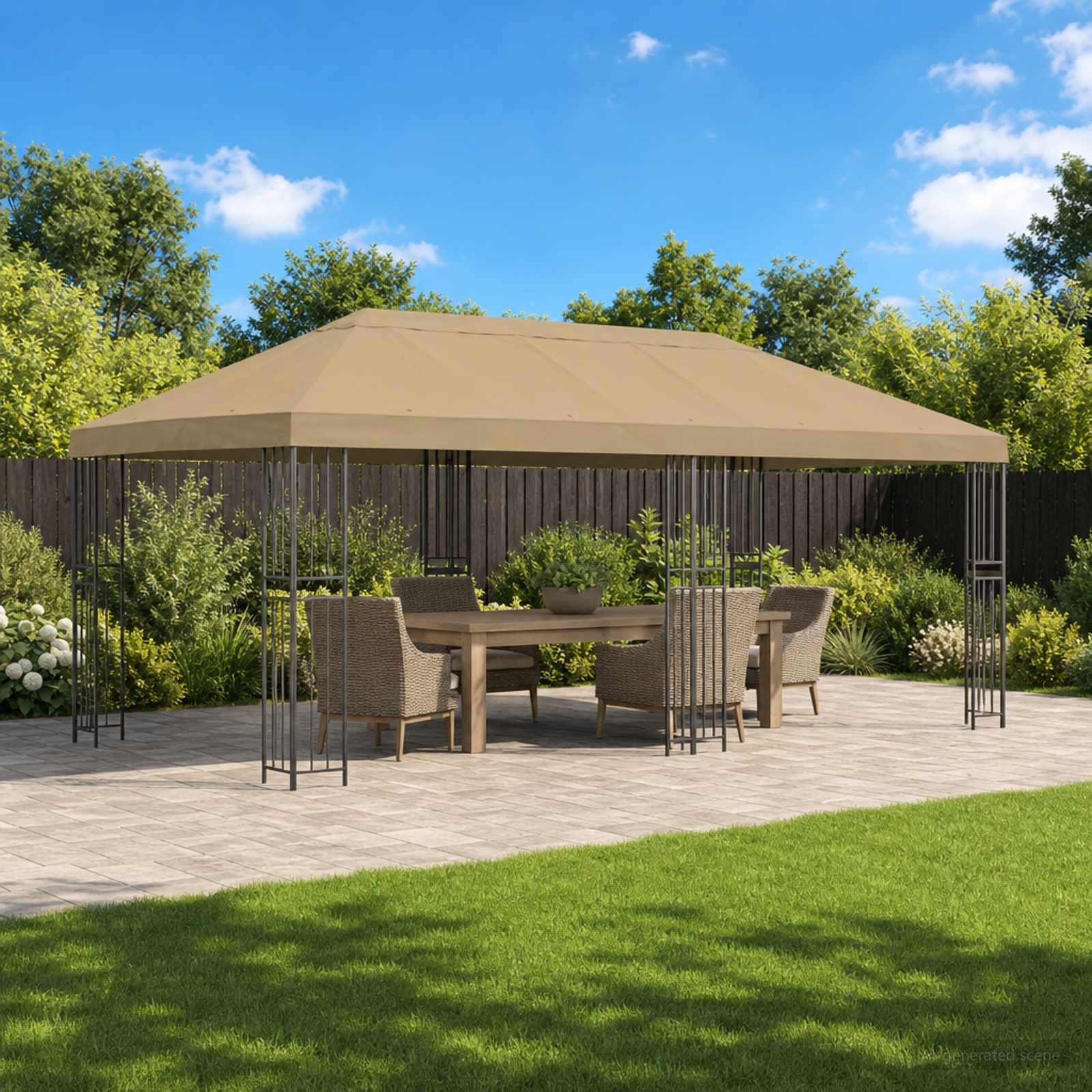 Gartenpavillon 6 x 3 m Beige Polyester und Stahl 190 gsm