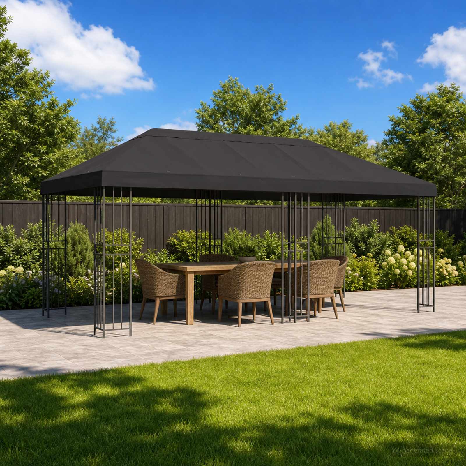 Gartenpavillon 6 x 3 m Anthrazit Polyester und Stahl 190 gsm