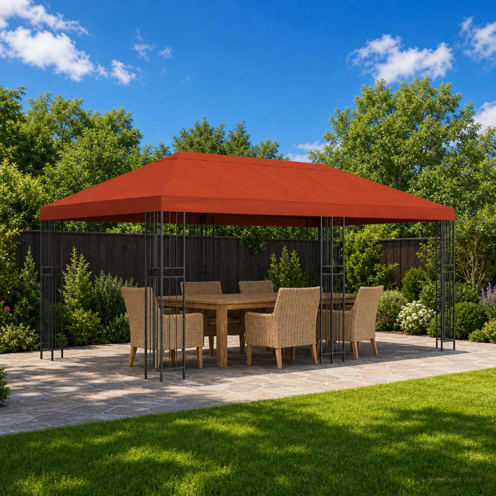 Gartenpavillon 6 x 3 m Terrakotta Polyester und Stahl 190 gsm