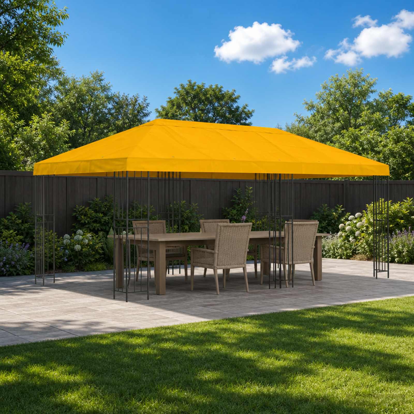 Gartenpavillon 6 x 3 m Gelb Polyester und Stahl 190 gsm