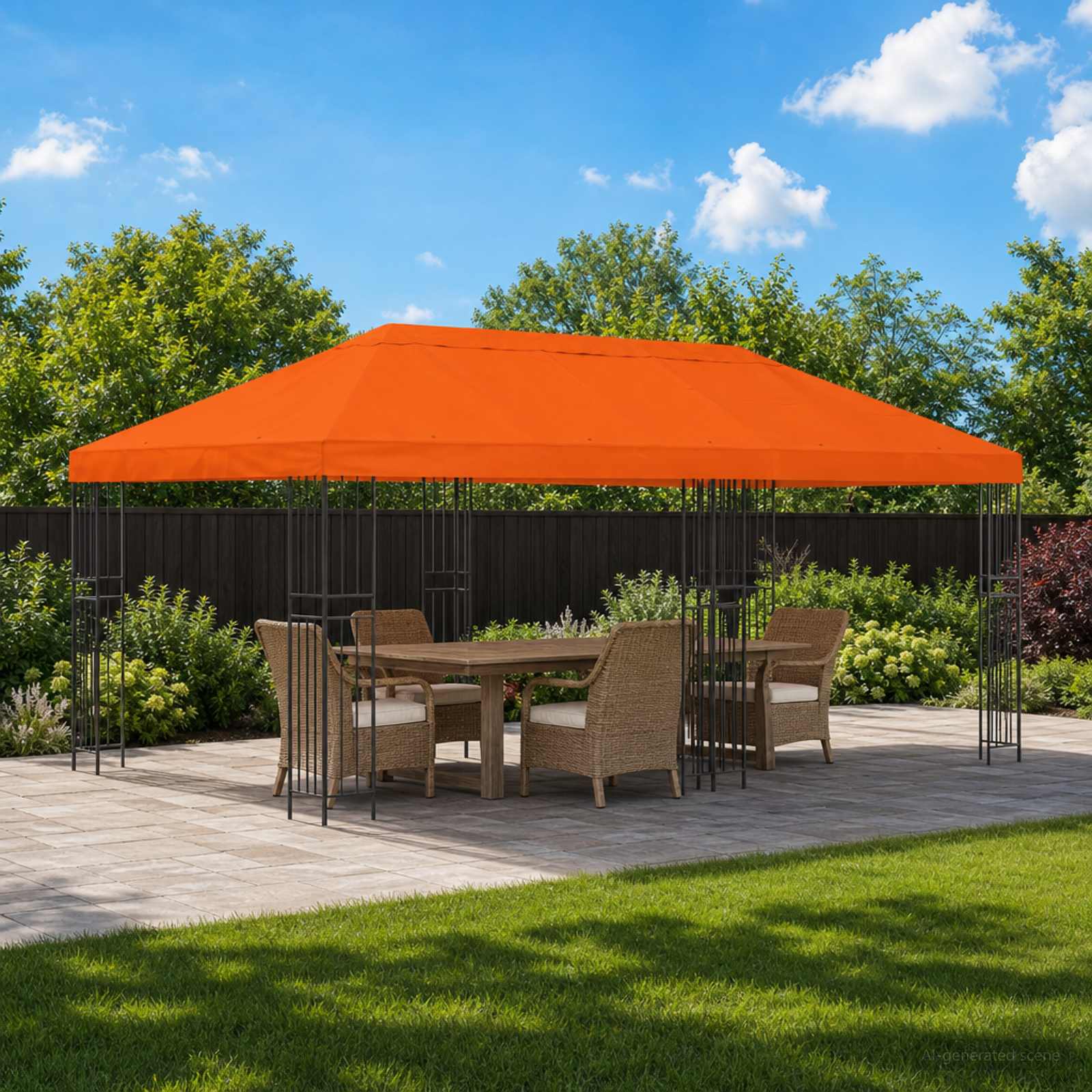 Gartenpavillon 6 x 3 m Orange Polyester und Stahl 190 gsm