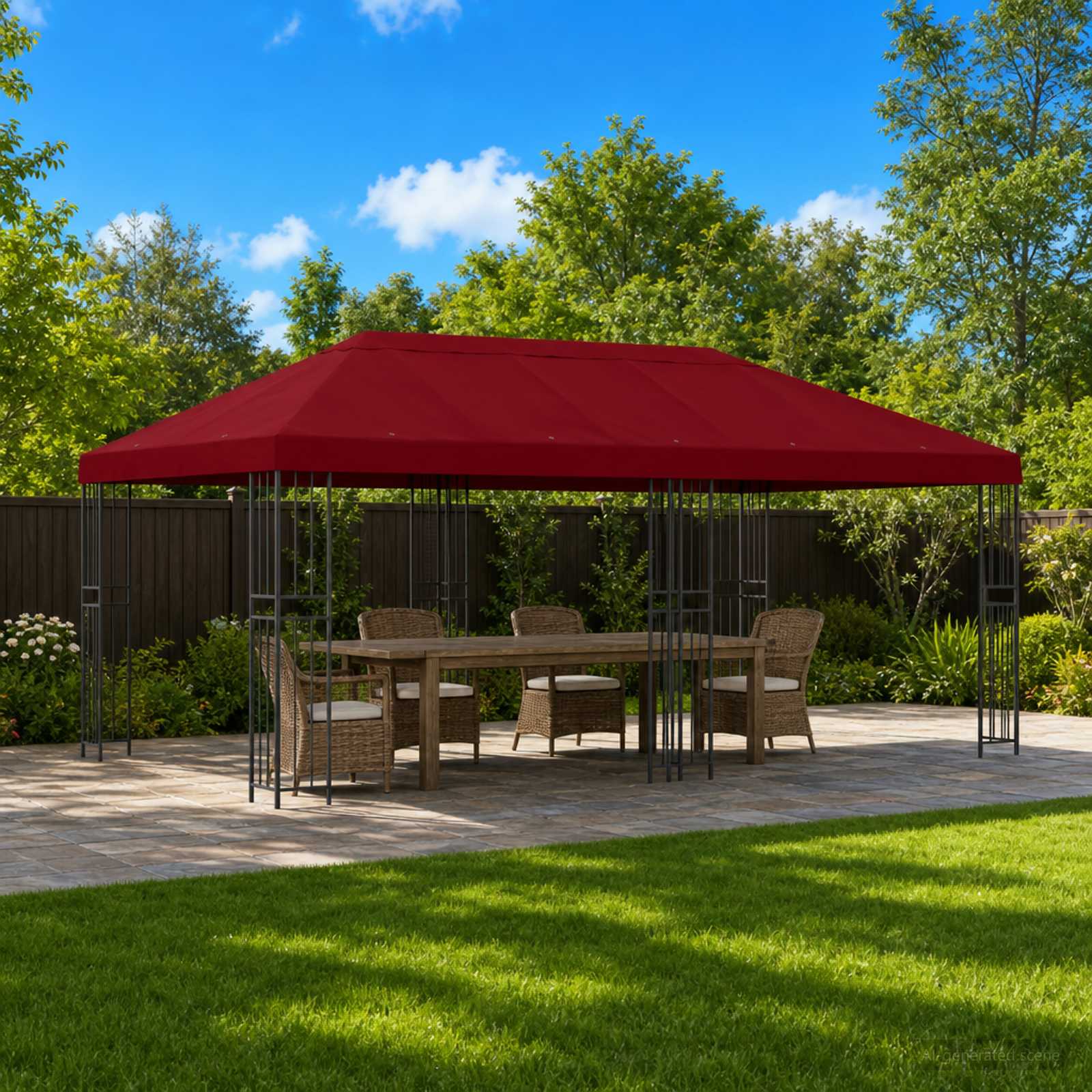 Gartenpavillon 6 x 3 m Bordeauxrot Polyester und Stahl 190 gsm