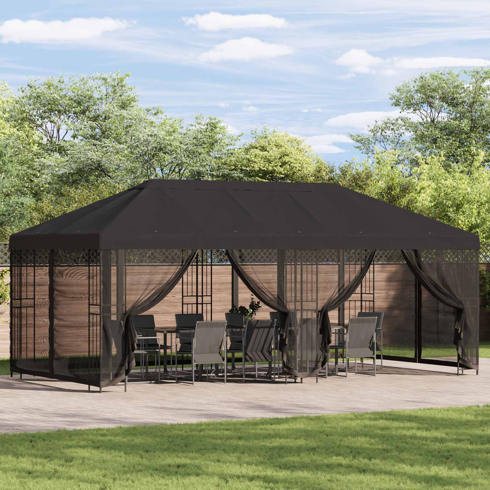 6 x 3 m Anthrazit Polyester und Stahl 190 gsm