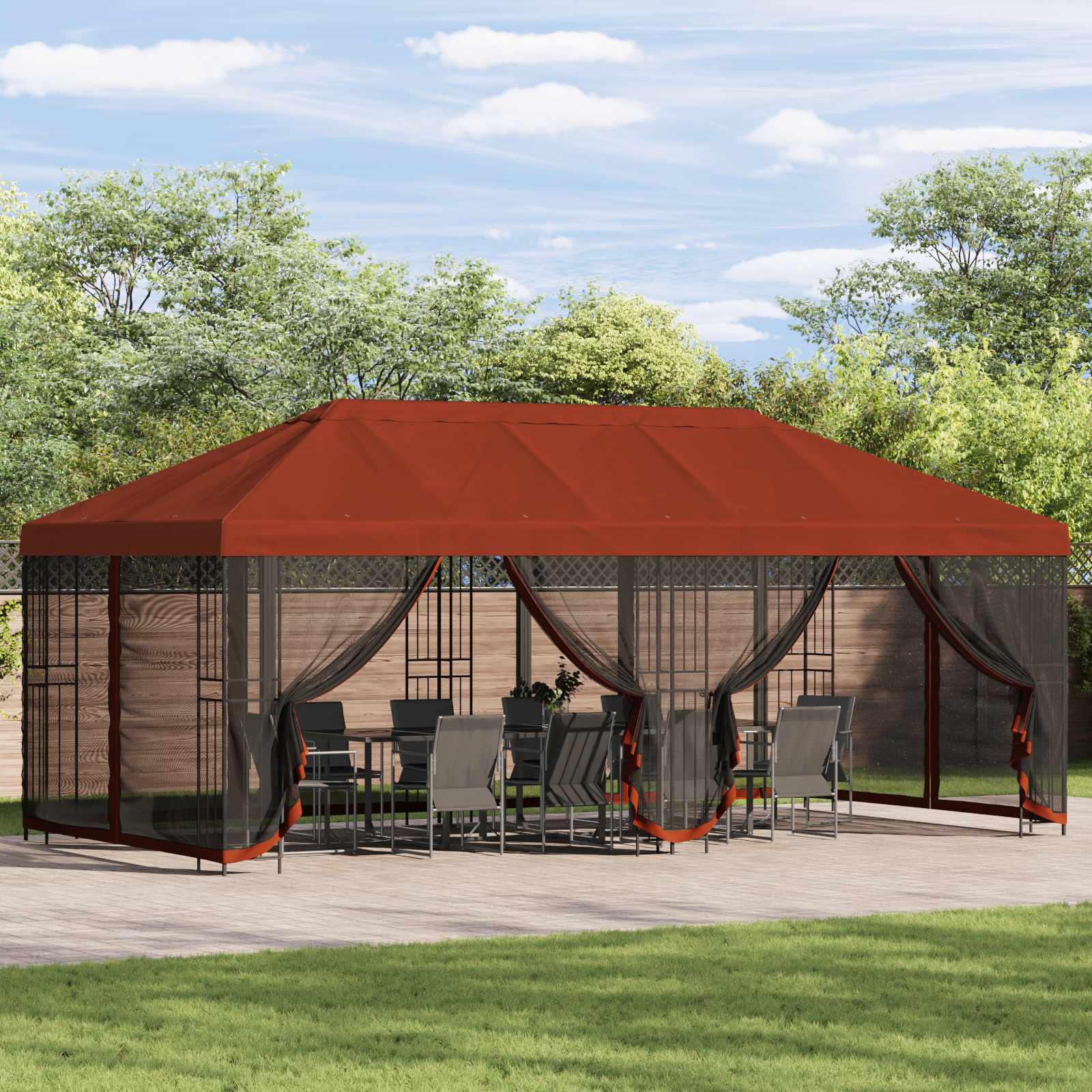 6 x 3 m Terrakotta Polyester und Stahl 190 gsm