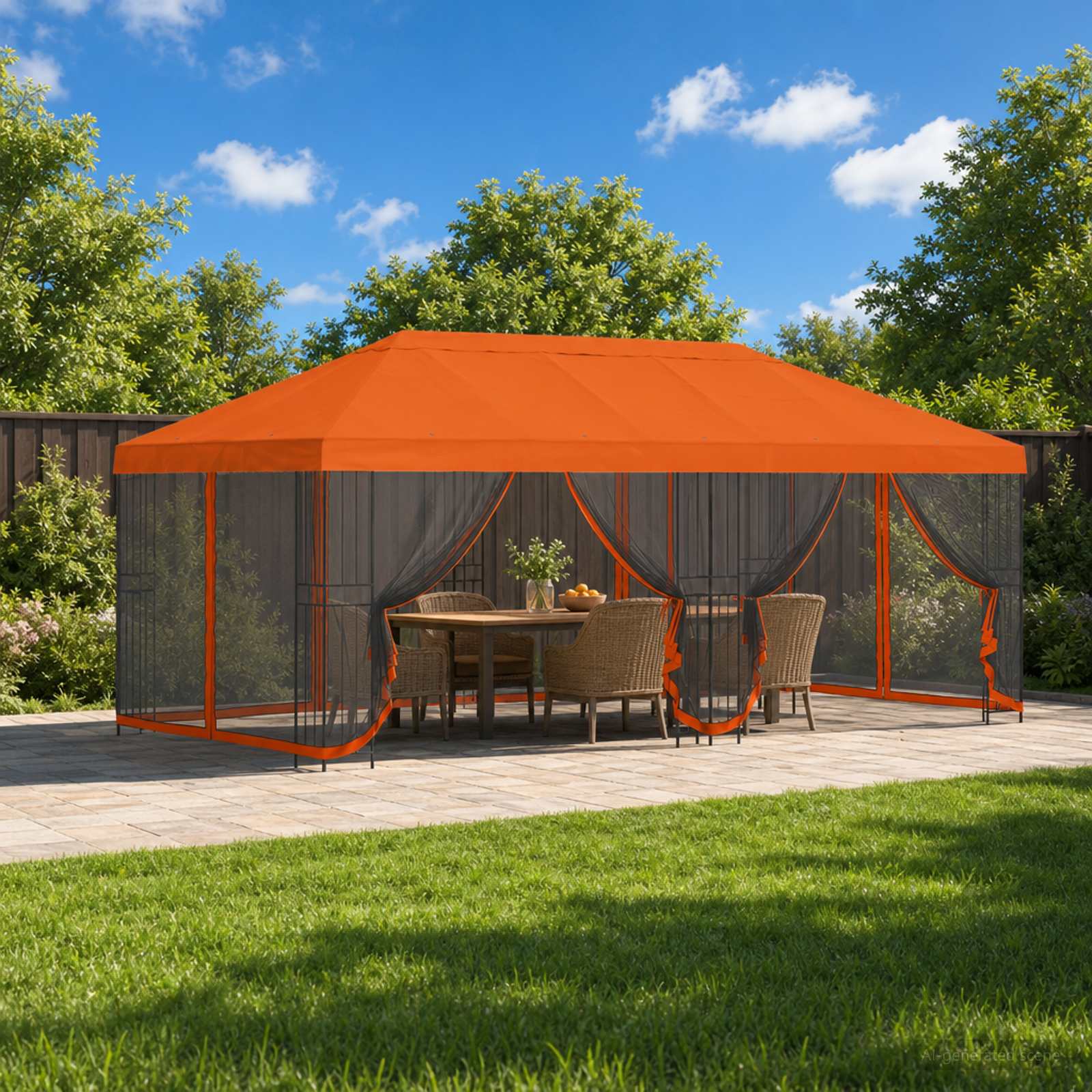 6 x 3 m Orange Polyester und Stahl 190 gsm