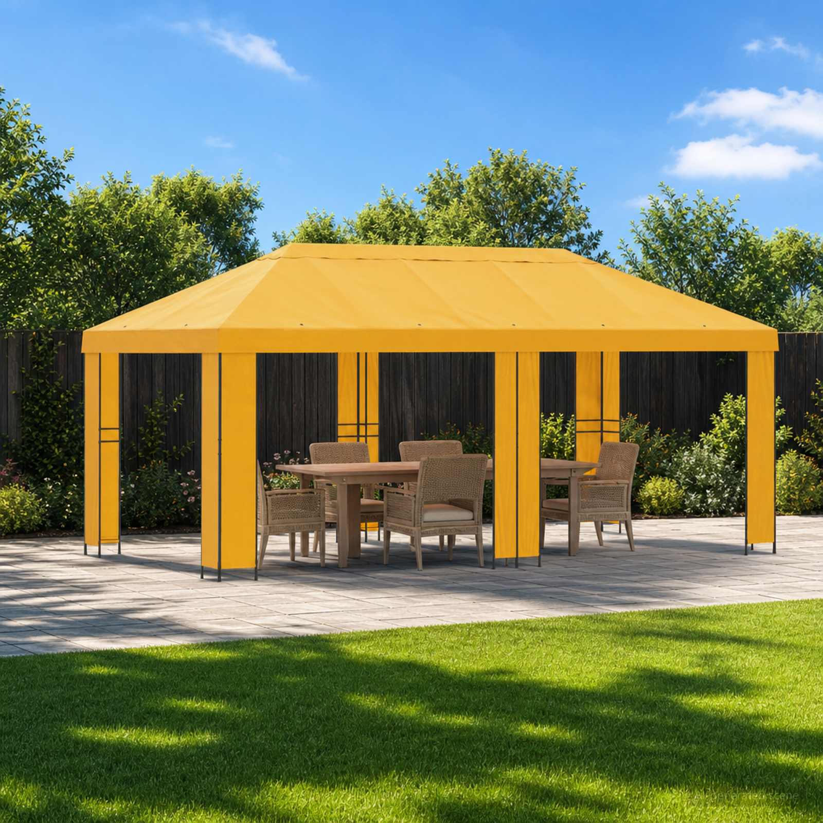 Gartenpavillon 6 x 3 m Gelb Polyester und Stahl 190 gsm