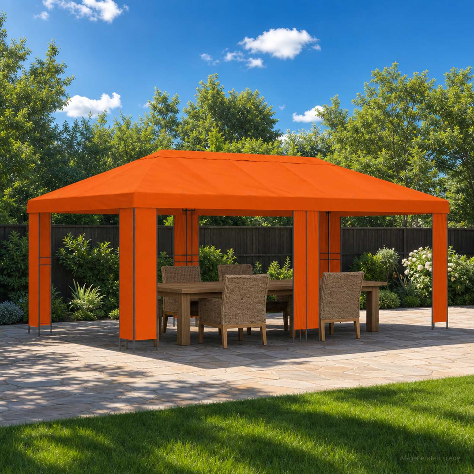 Gartenpavillon 6 x 3 m Orange Polyester und Stahl 190 gsm