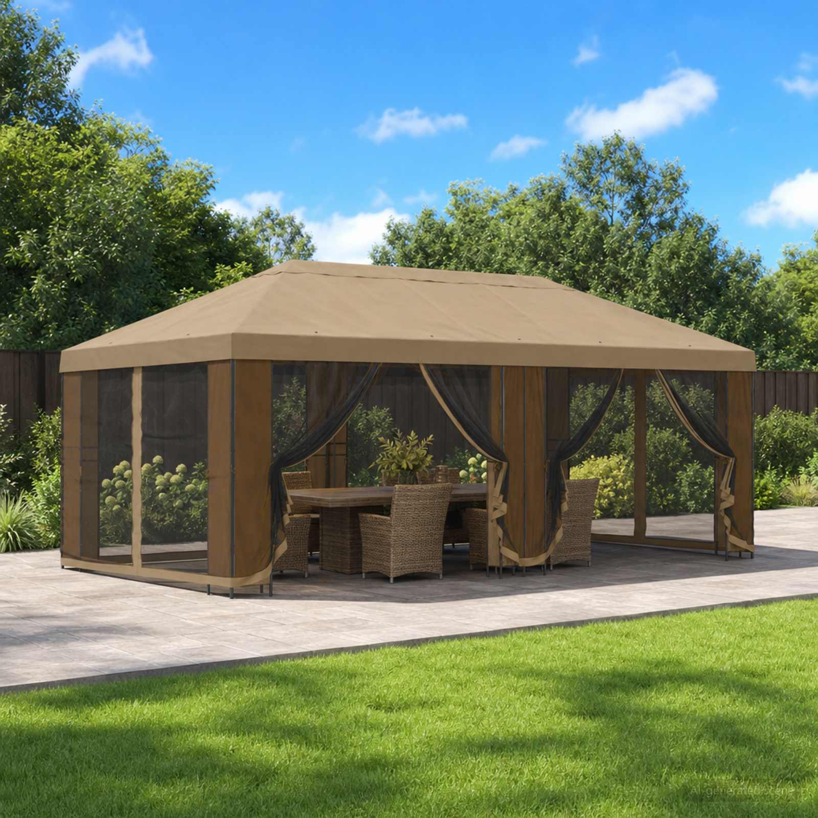 Garten Pavillon mit Seitenwänden 6 x 3 m Beige