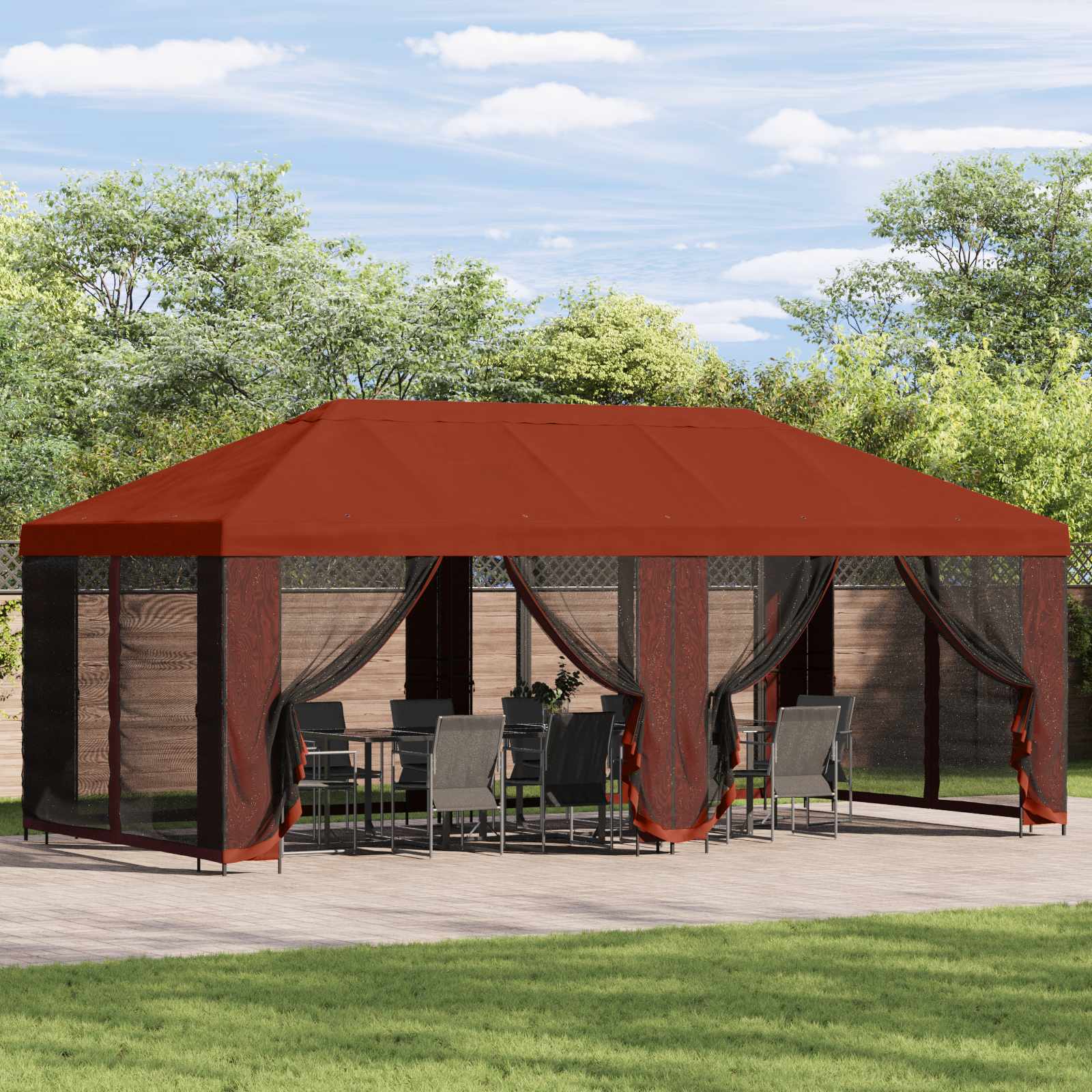 Garten Pavillon mit Seitenwänden 6 x 3 m Terrakotta