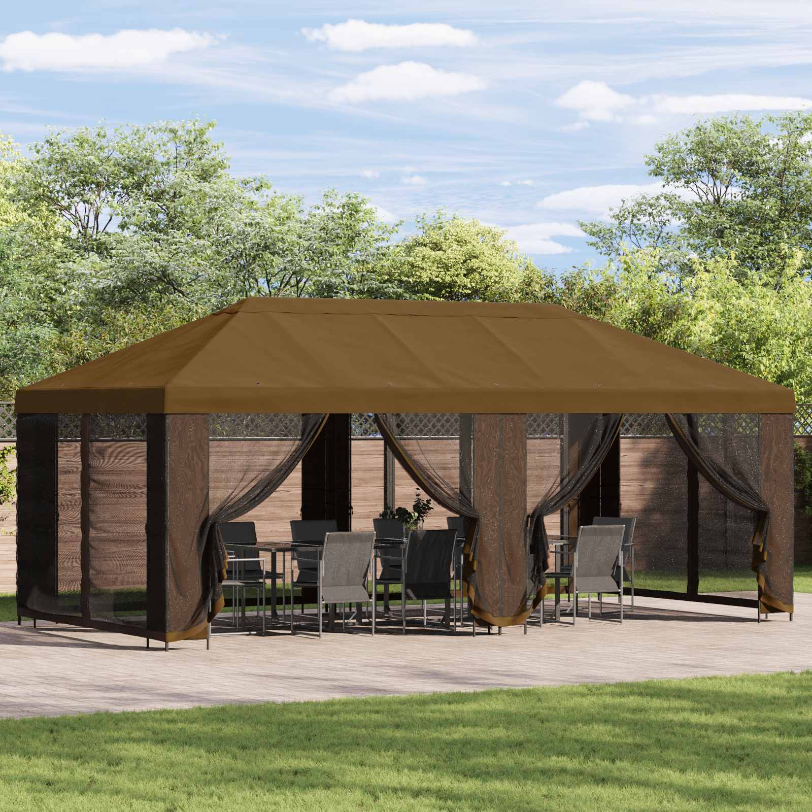 Garten Pavillon mit Seitenwänden 6 x 3 m Taupe