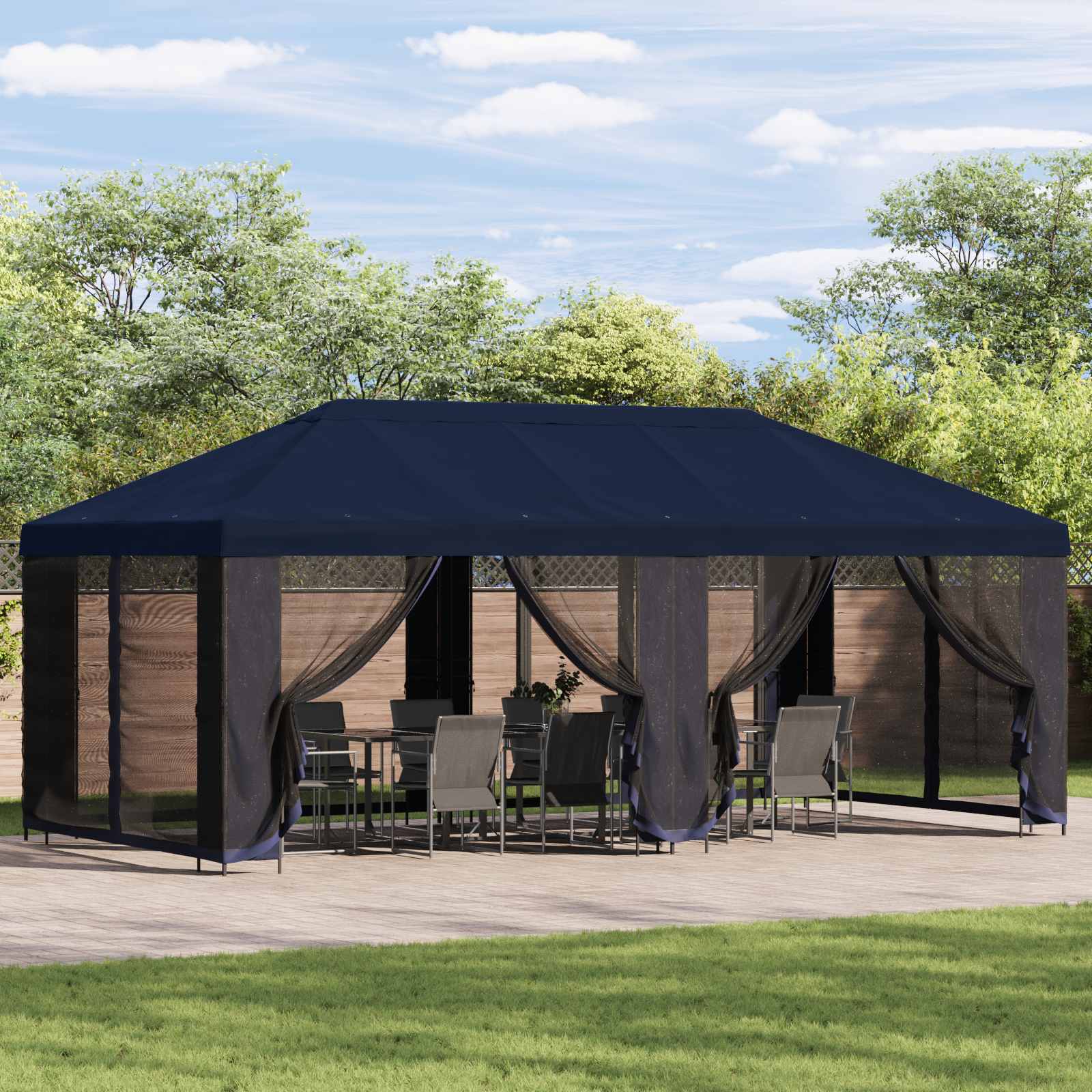 Garten Pavillon mit Seitenwänden 6 x 3 m Blau