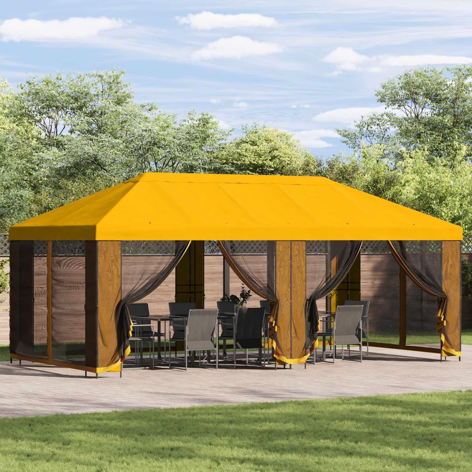 Garten Pavillon mit Seitenwänden 6 x 3 m Gelb