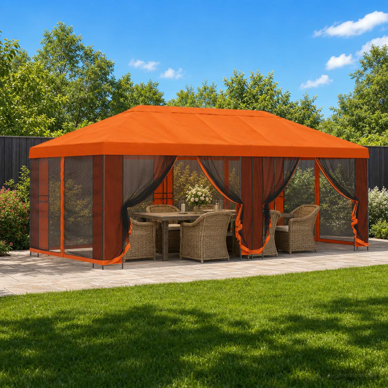 Garten Pavillon mit Seitenwänden 6 x 3 m Orange