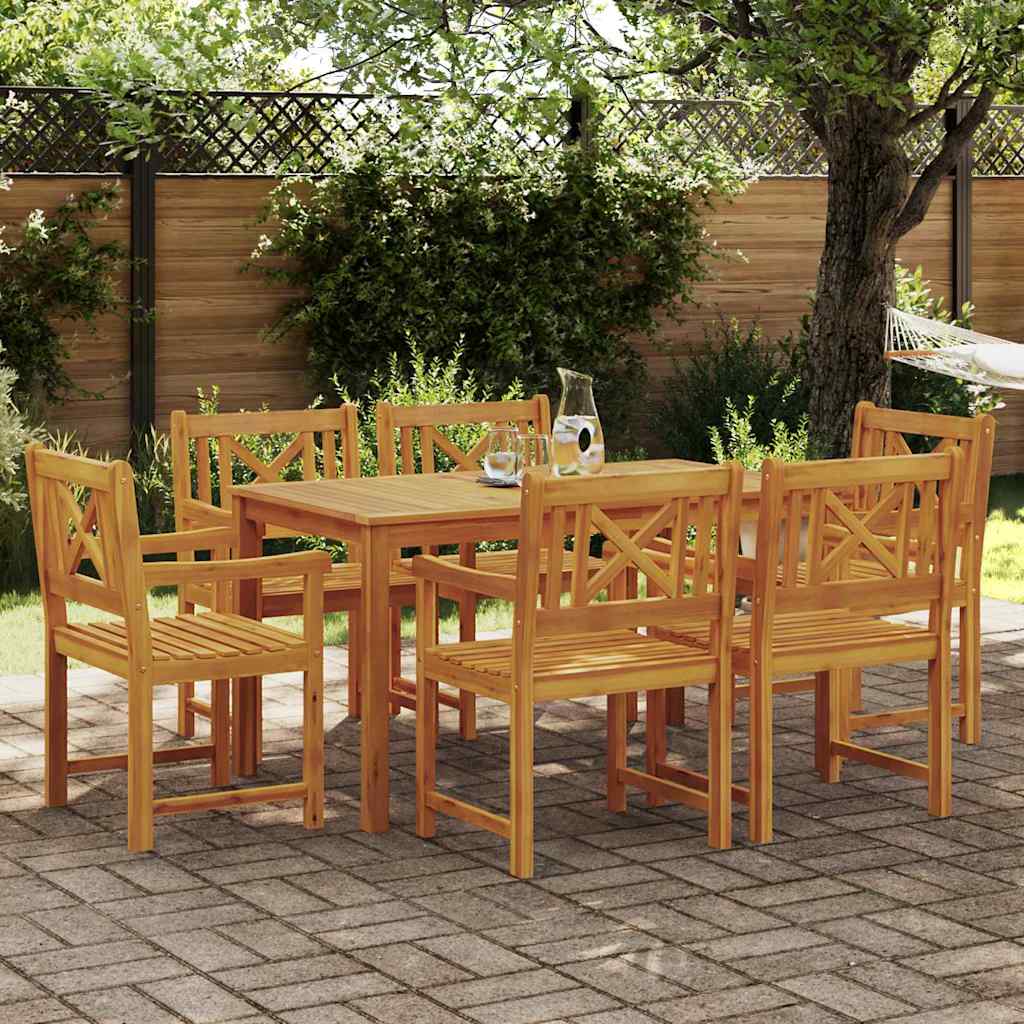 Garten Essgruppe 7 stk. Braun Massivholz Akazie