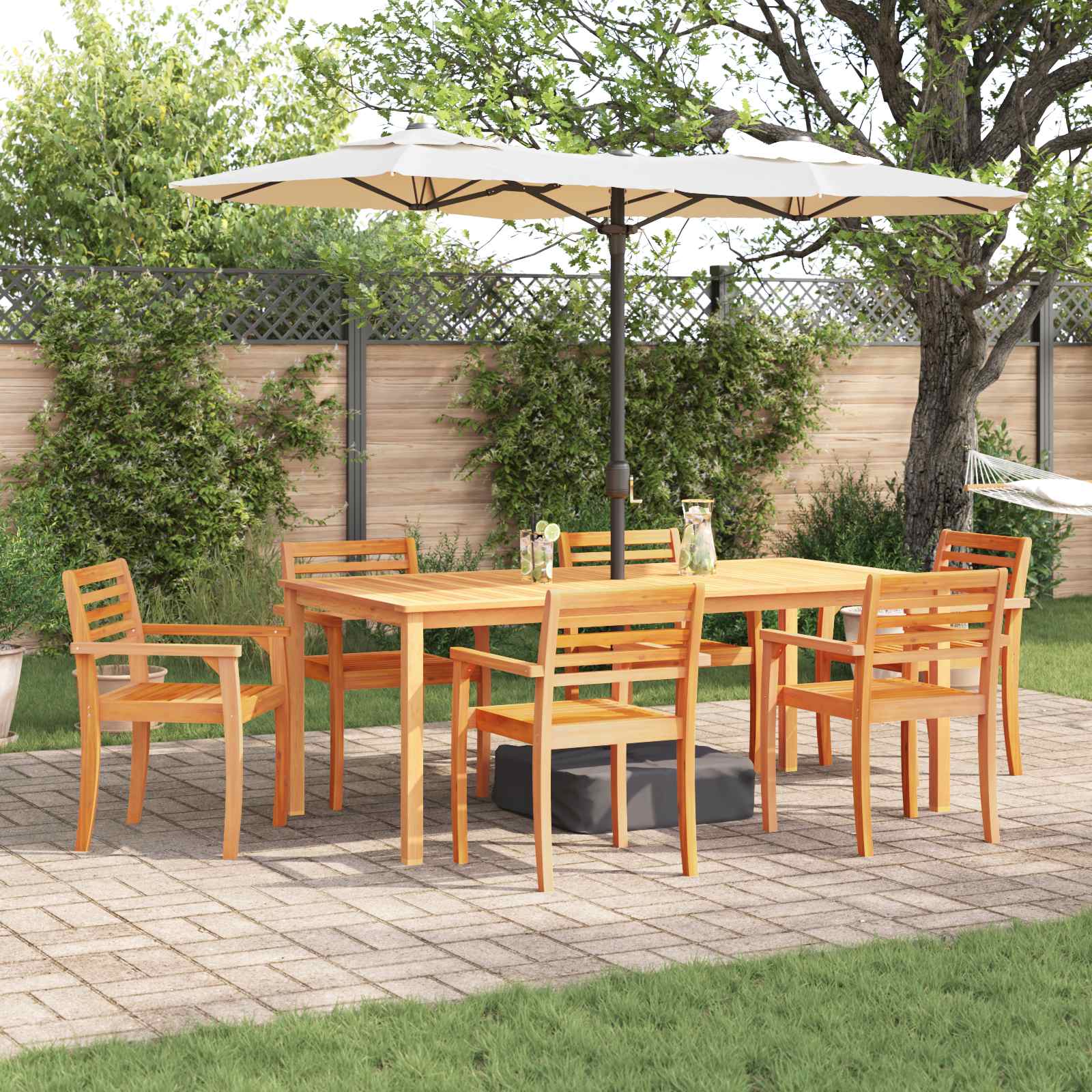 Garten Essgruppe 7 stk. Braun Massivholz Akazie