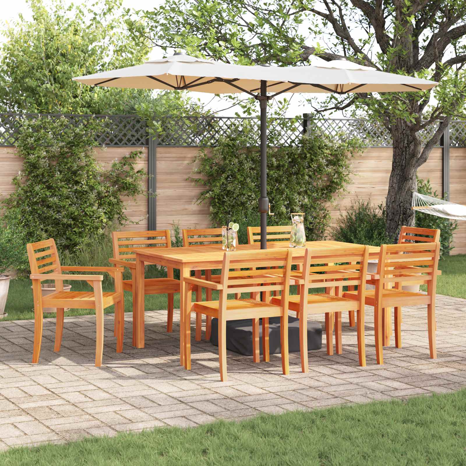 Garten Essgruppe 9 stk. Braun Massivholz Akazie