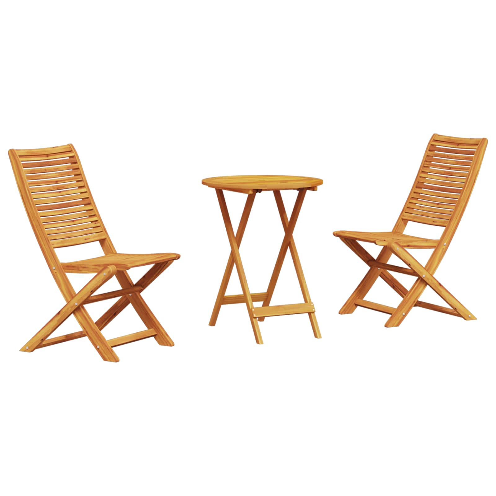 Klapp Bistro Set 3 stk. Braun Massivholz Akazie