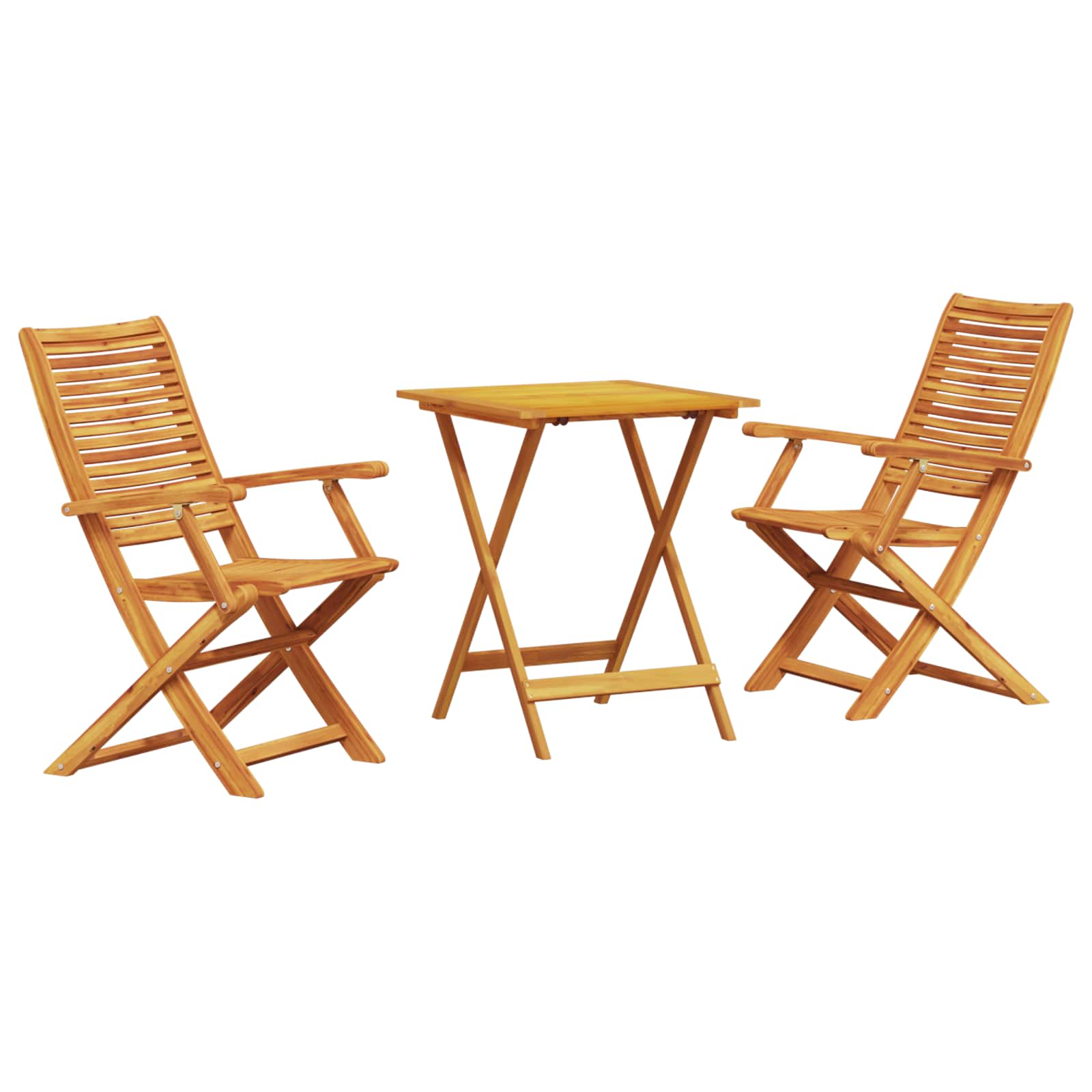 Klapp Bistro Set 3 stk. Braun Massivholz Akazie