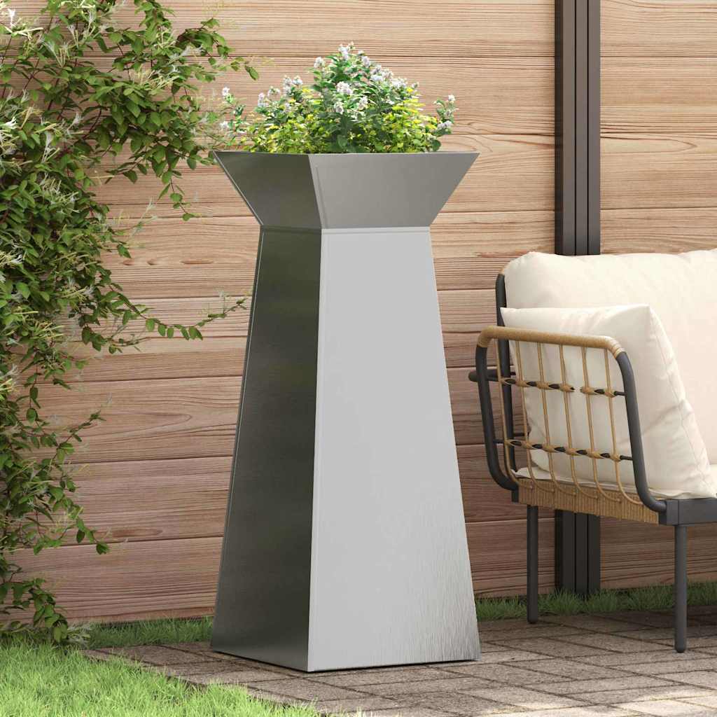 Säulen Pflanzer 2 stk. Silber 40 x 40 x 100 cm Edelstahl