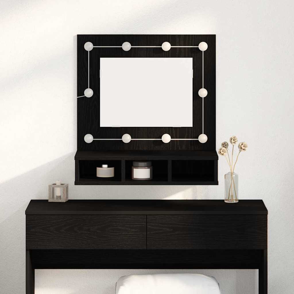 Spiegelschrank Schwarz Eichen-Optik 60 x 31,5 x 62 cm