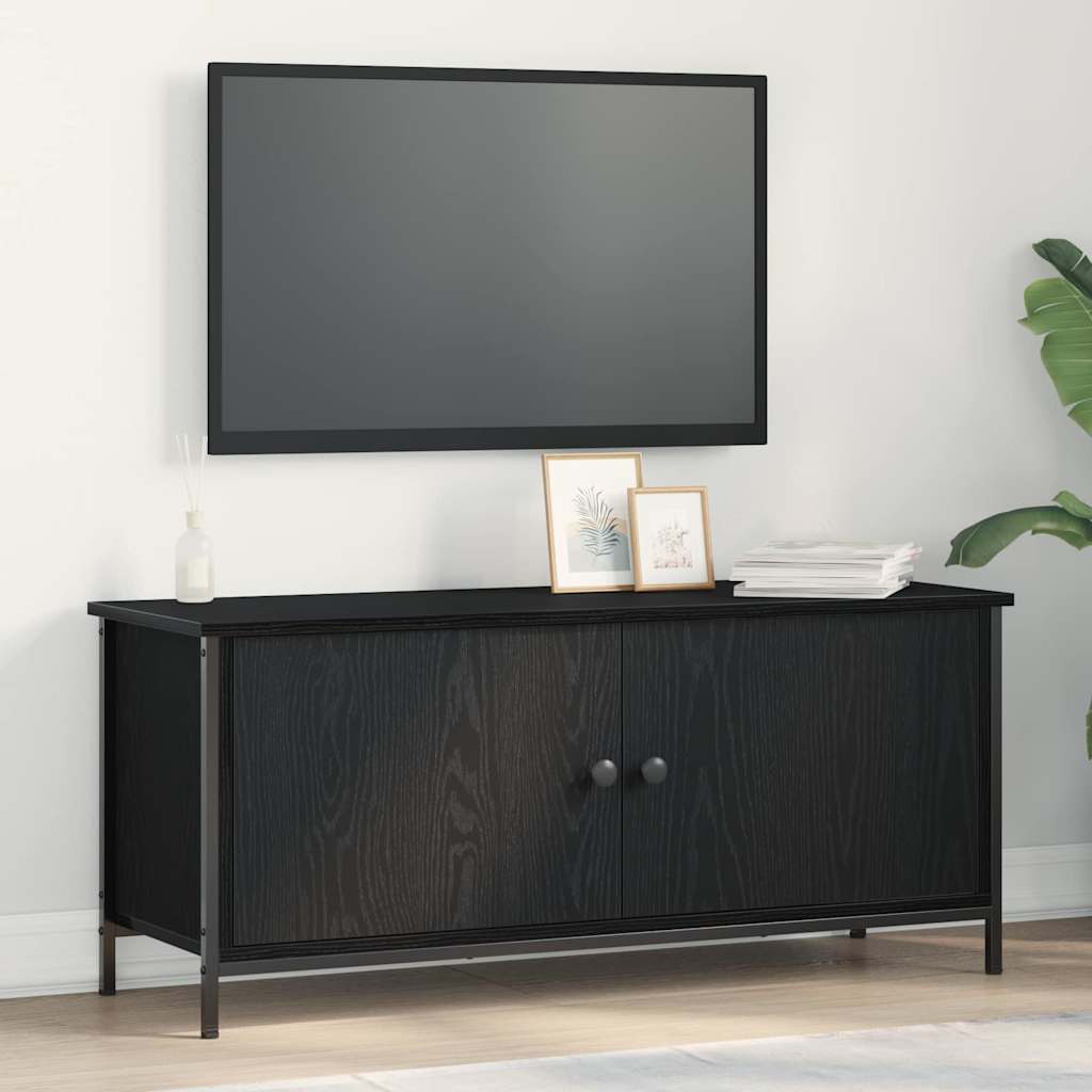 TV-Schränk 100 x 35 x 45 cm Schwarz Eichen-Optik Holzwerkstoff