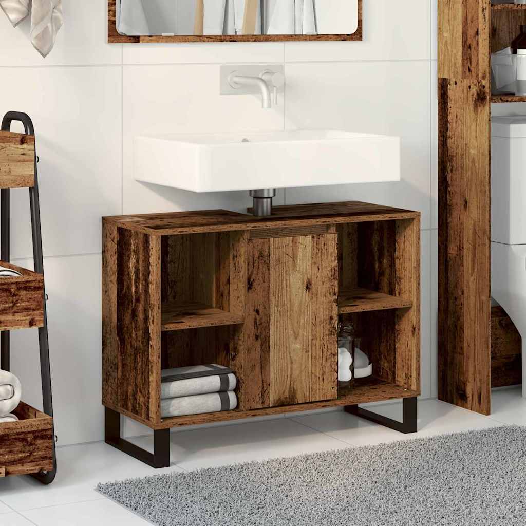 Badezimmerschrank Altholz 80 x 33 x 60 cm Holzwerkstoff