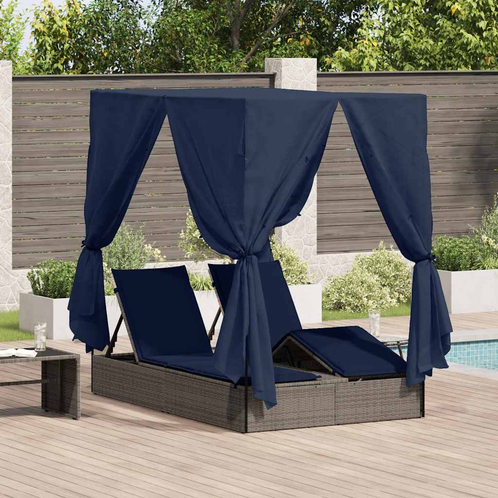 Doppelte Sonnenliege Schwarz Poly-Rattan