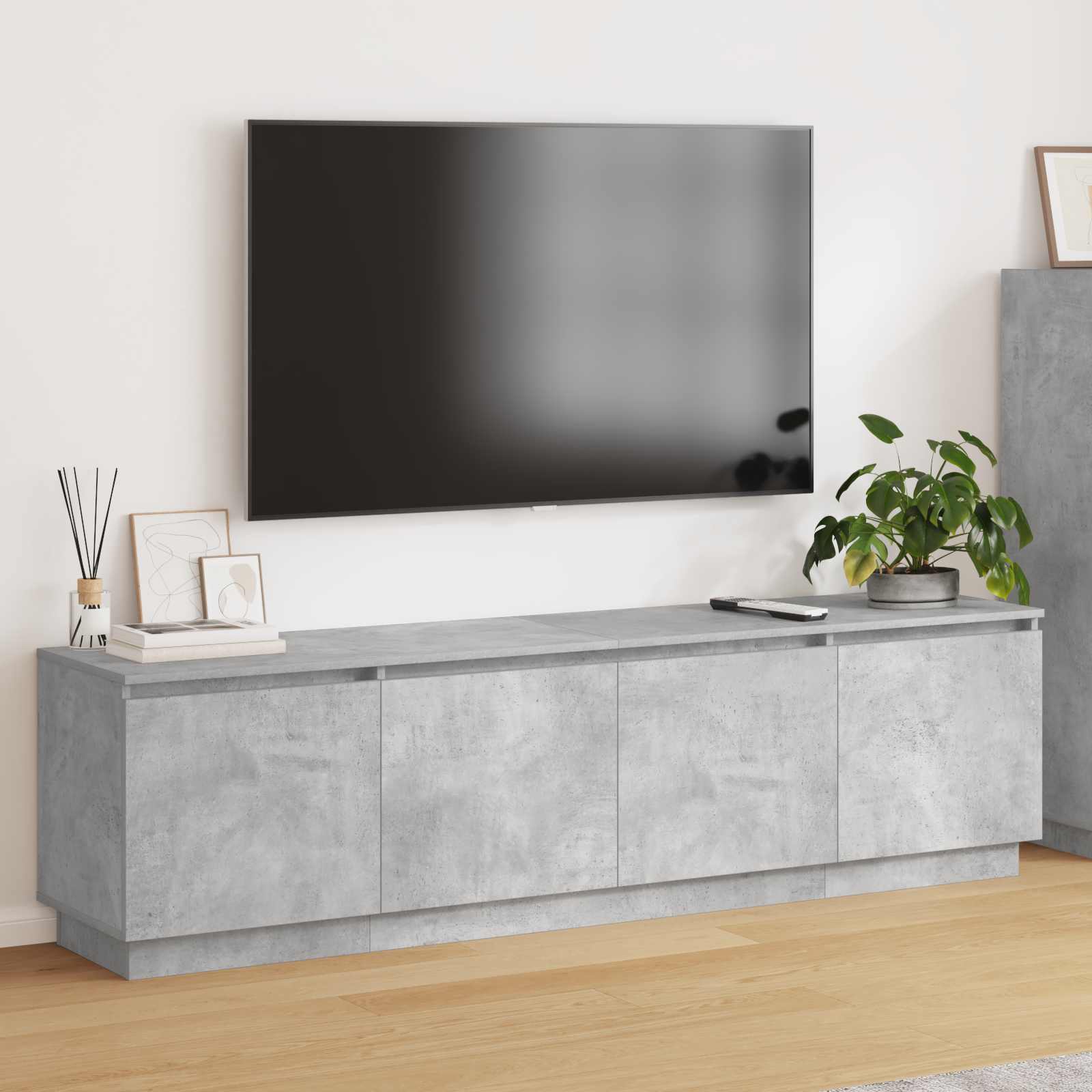 TV-Schränk 180 x 38 x 49 cm Beton Grau Holzwerkstoff