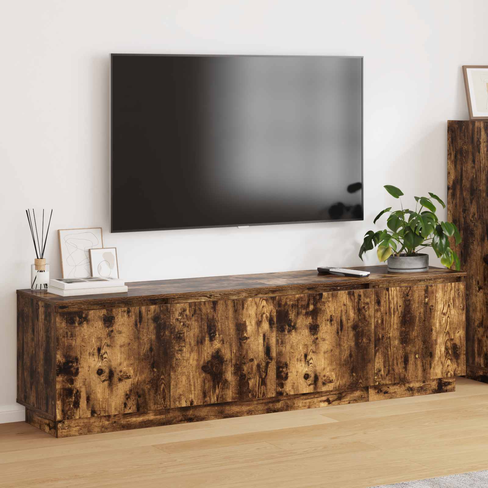 TV-Schränk 180 x 38 x 49 cm Geräucherte Eiche Holzwerkstoff