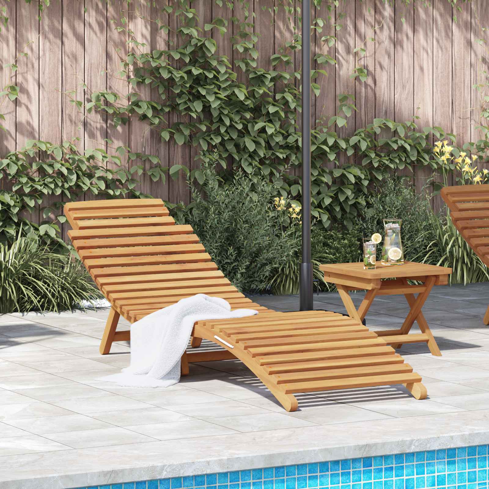 Sonnenliege Massivholz Teak Braun