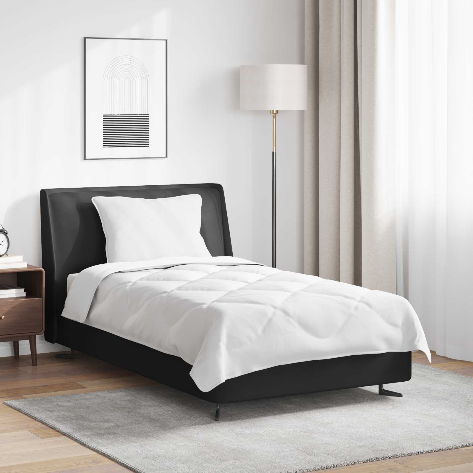 Ganzjahresbettdecke mit Kissen 2 Stk. Weiß Mikrofaser