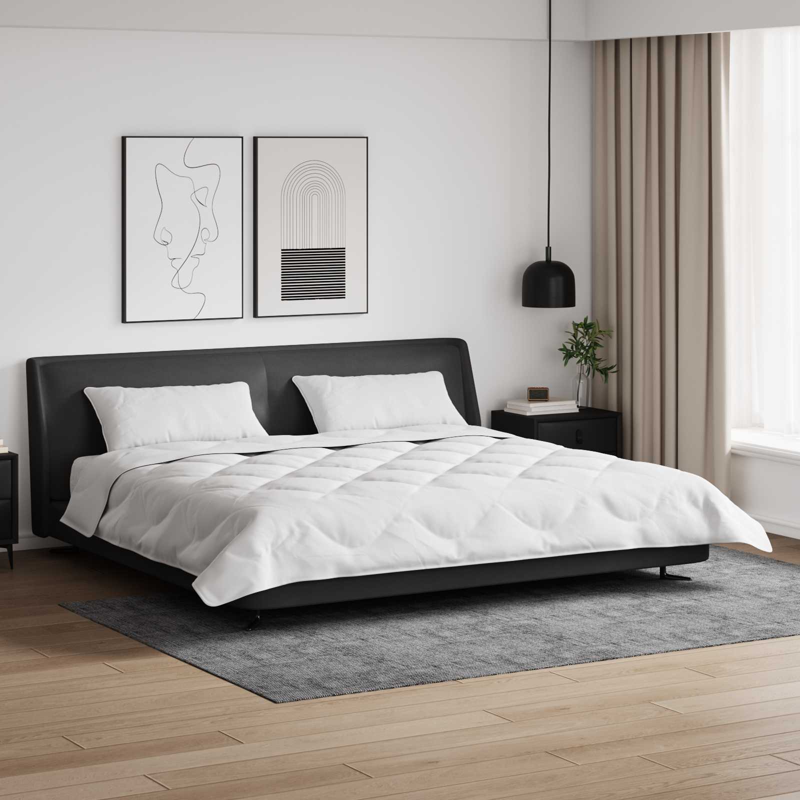 Decke mit Kissen 3 stk. Weiß Mikrofaser und Daunenfedern