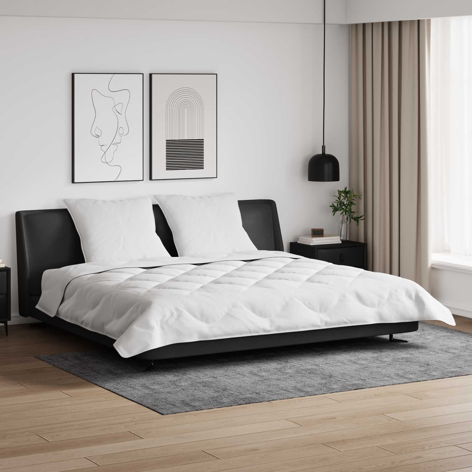 Decke mit Kissen 3 stk. Weiß Mikrofaser und Daunenfedern