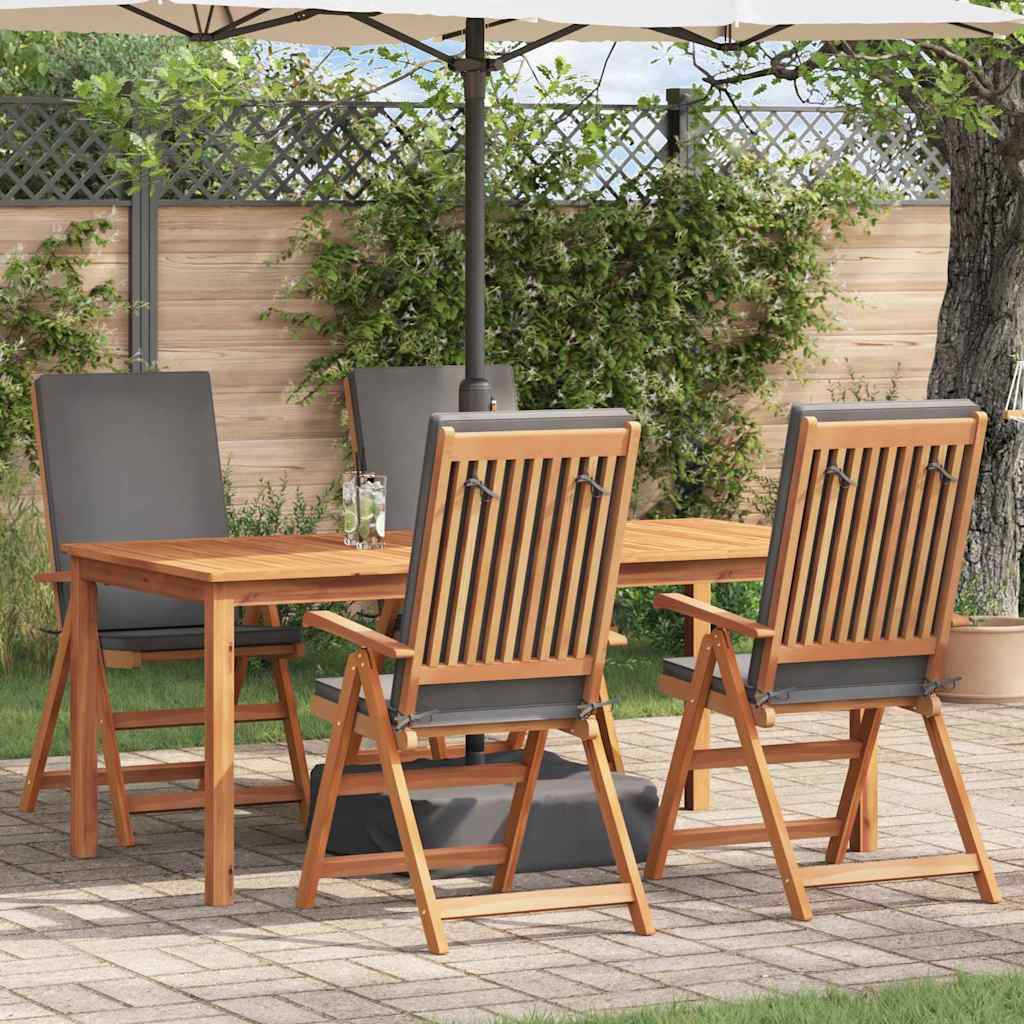 Gartenstuhl 4 stk. Braun und Grau Massivholz Teak