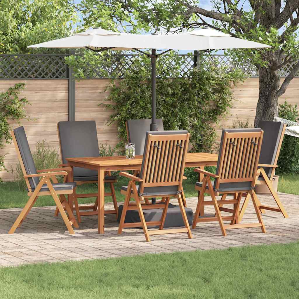 Gartenstuhl 6 stk. Braun und Grau Massivholz Teak
