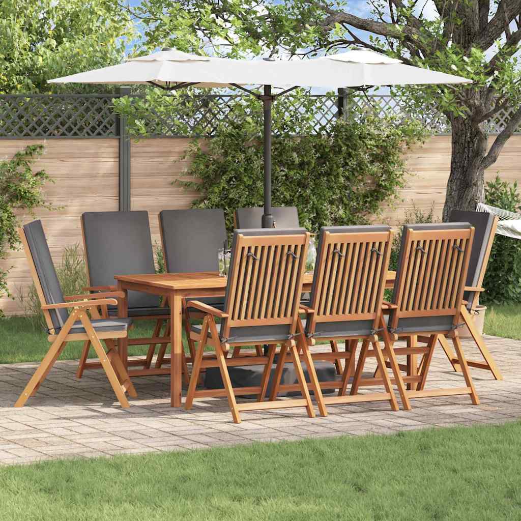 Gartenstuhl 8 stk. Braun und Grau Massivholz Teak
