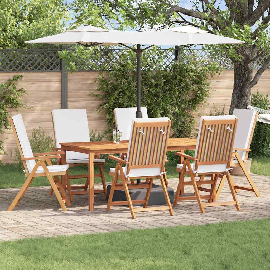 Gartenstuhl 6 stk. Braun und Weiß Massivholz Teak