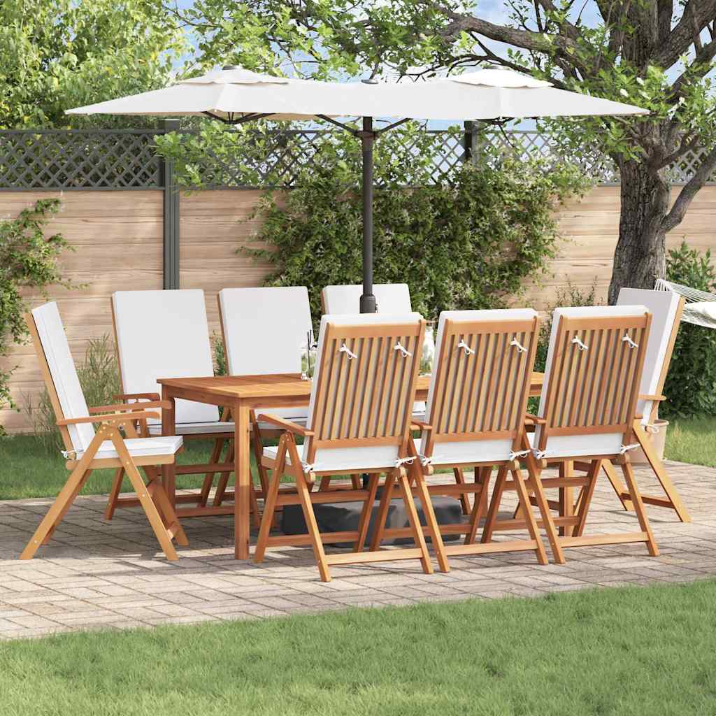 Gartenstuhl 8 stk. Braun und Weiß Massivholz Teak
