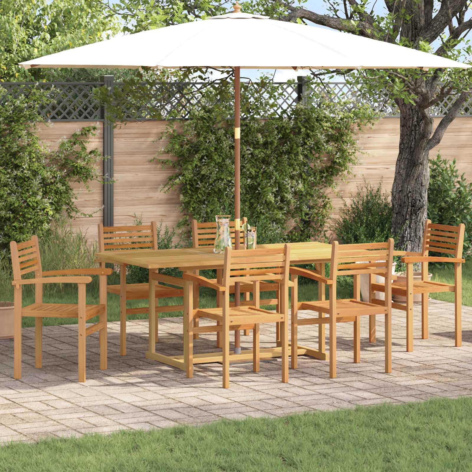 Garten Essgruppe 7 stk. Braun Massivholz Teak