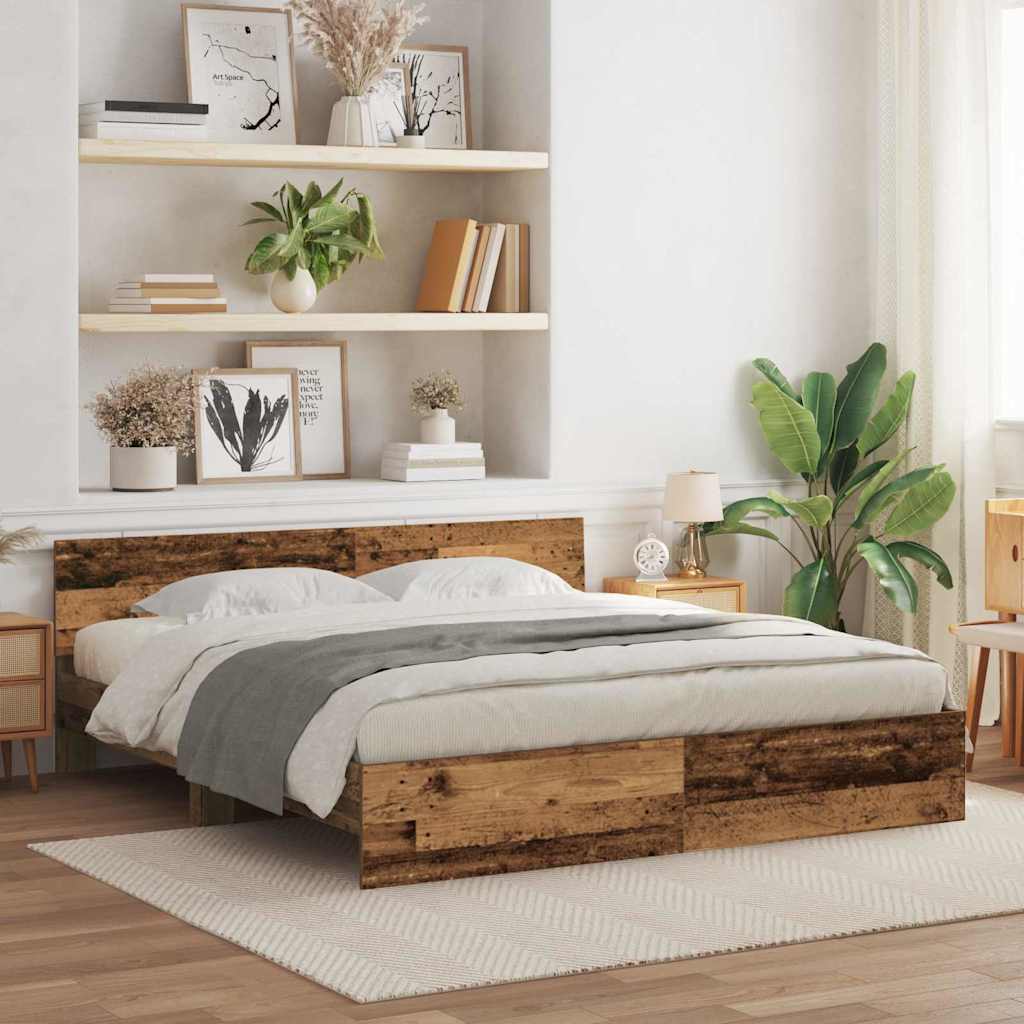 Bettgestell mit Kopfteil mit Kopfteil Altholz 203 x 185 x 70 cm