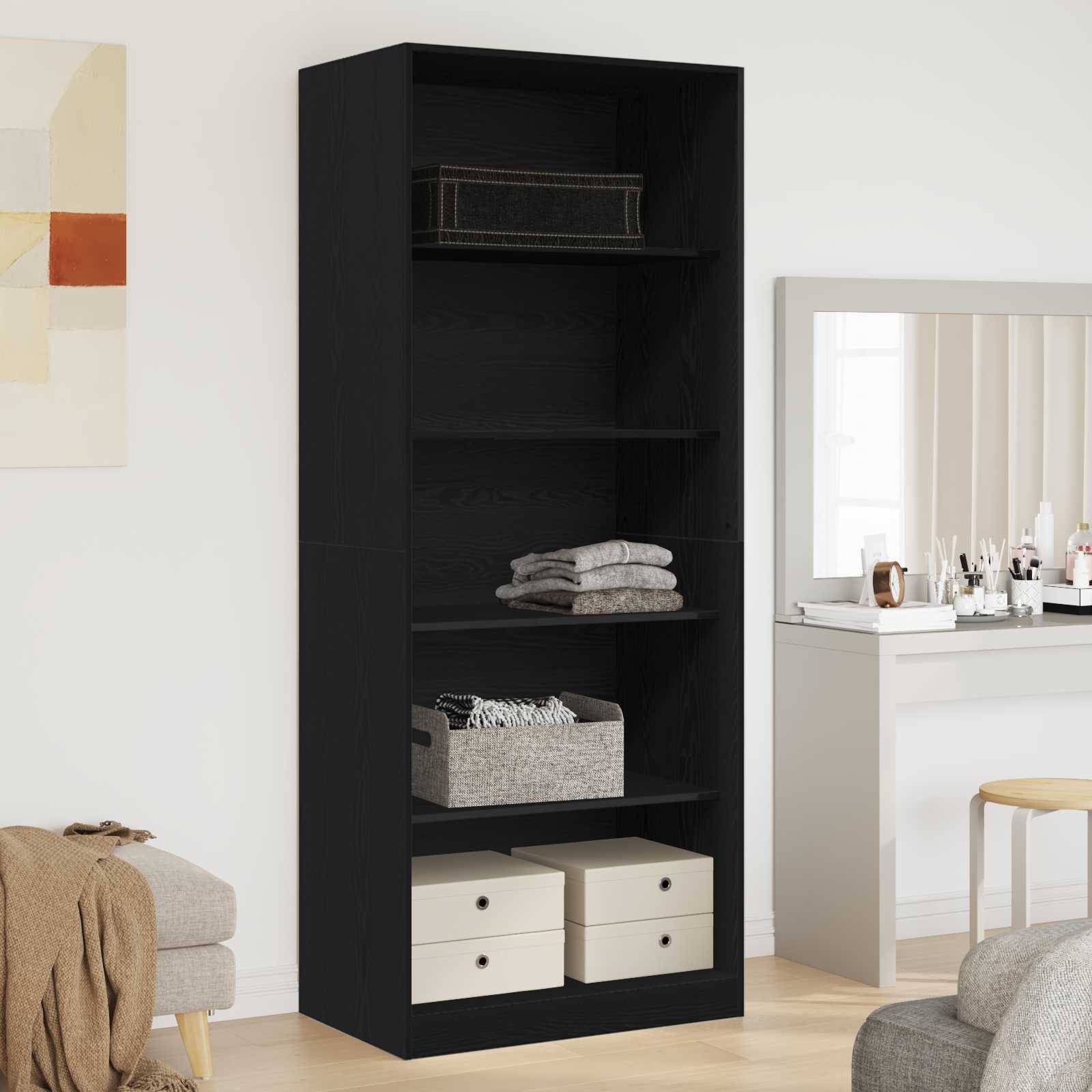 Kleiderschrank Schwarz Eichen-Optik 80 x 50 x 200 cm