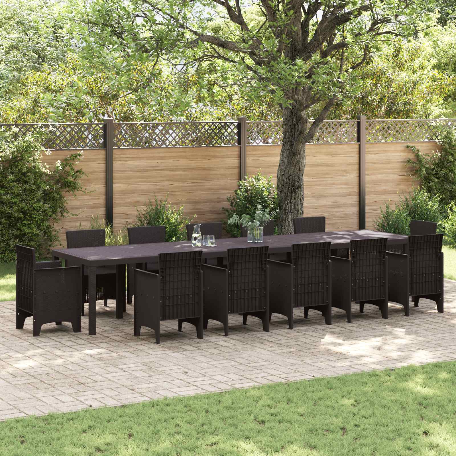 Gartentisch Braun 400 x 100 x 73 cm Poly-Rattan