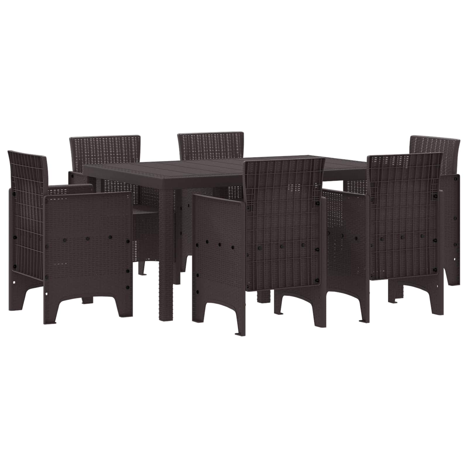 Garten Essgruppe 7 stk. Braun Polt Rattan