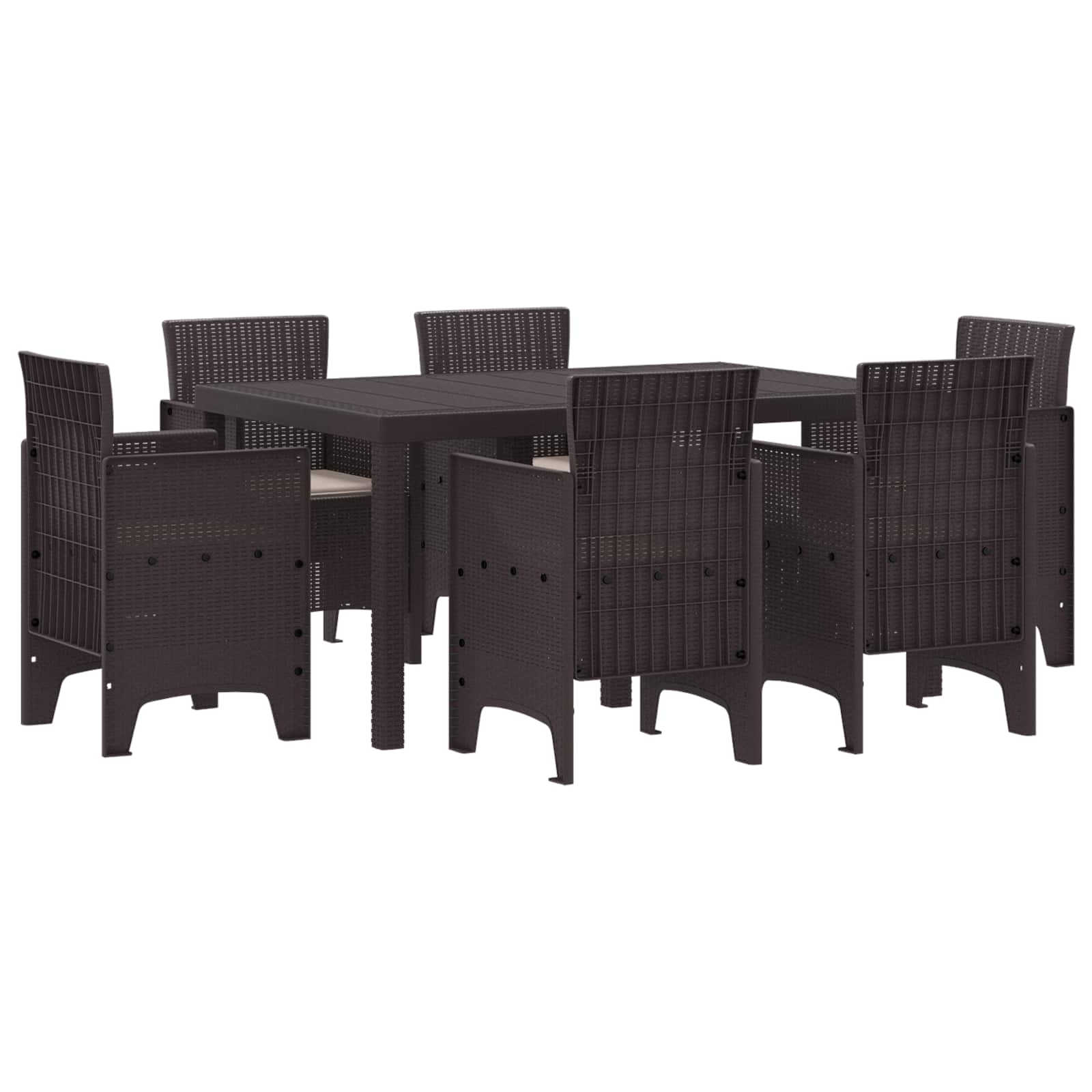 Garten Essgruppe 7 stk. Braun Polt Rattan