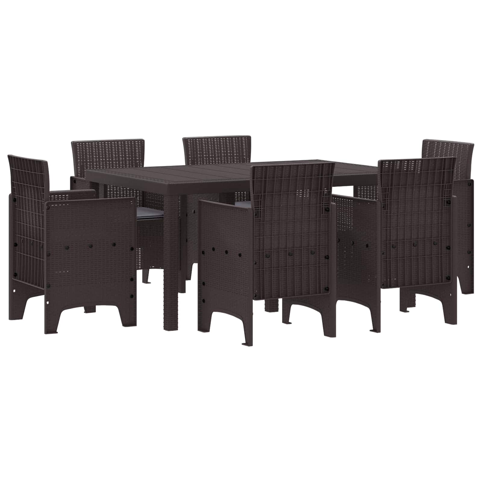 Garten Essgruppe 7 stk. Braun Polt Rattan