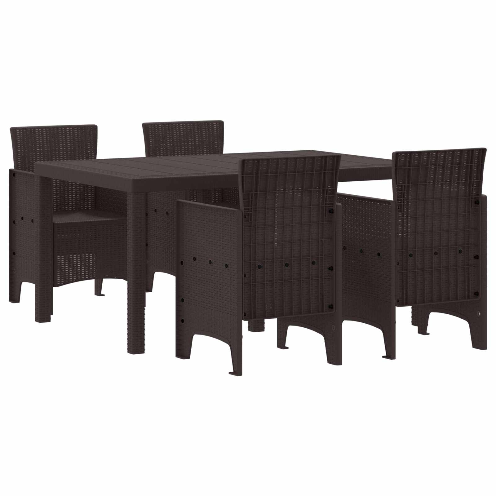 Garten Essgruppe 5 stk. Braun Polt Rattan