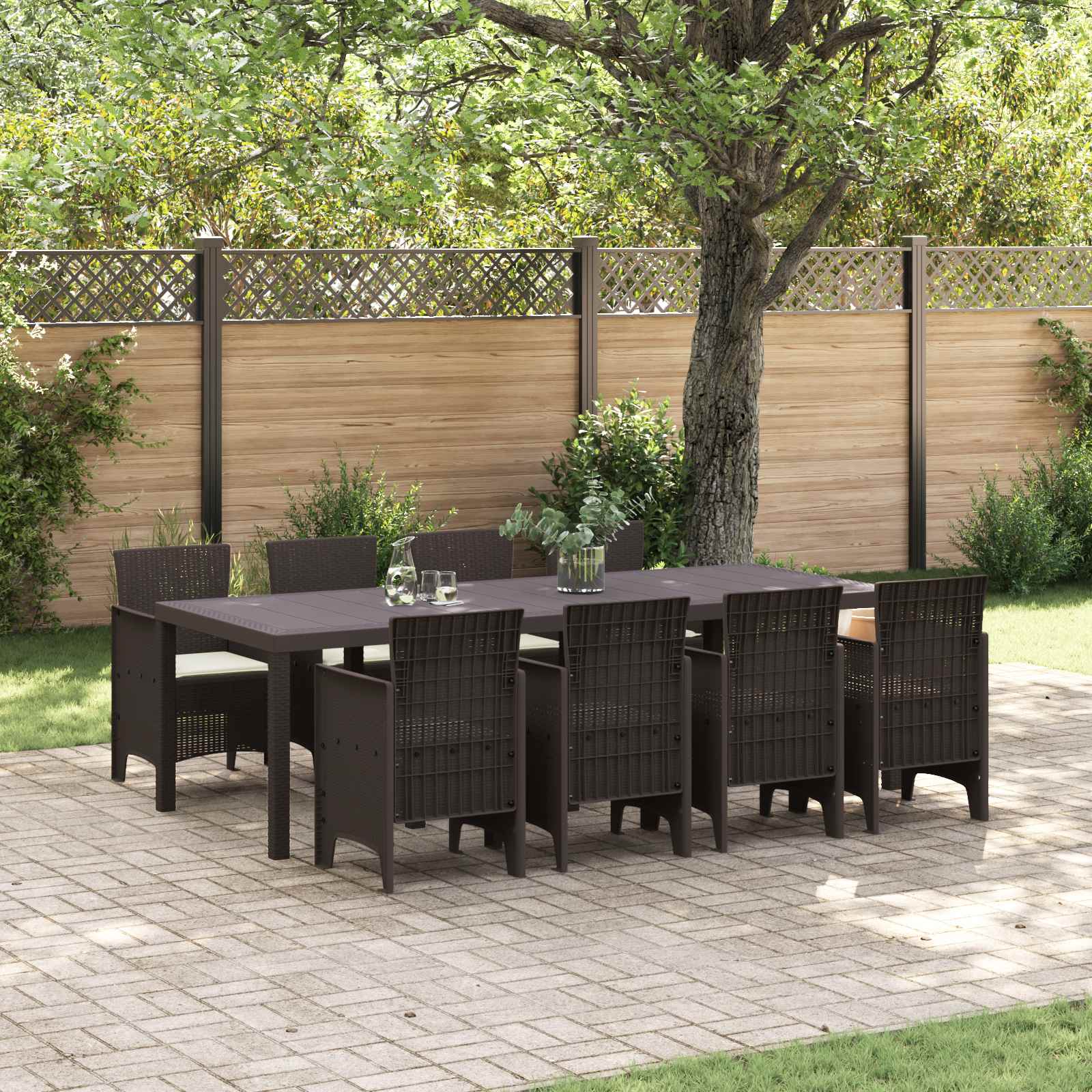 Garten Essgruppe 9 stk. Braun Polypropylen