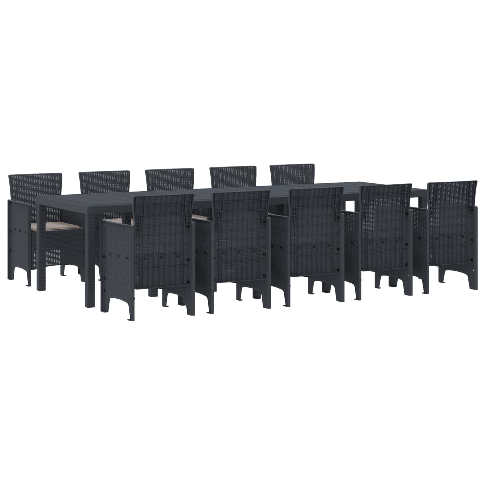 Garten Essgruppe 11 stk. Anthrazit Poly Rattan
