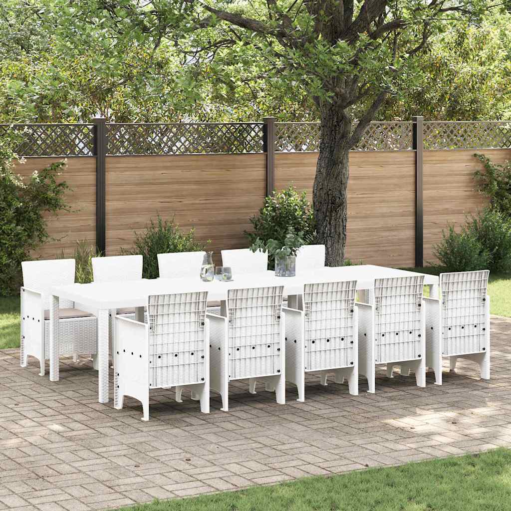 Garten Essgruppe 11 stk. Weiß und Taupe Kunststoff-Rattan